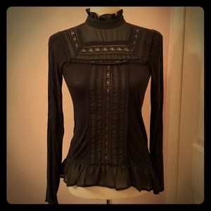 Zara gothic black romantic top with sheer details